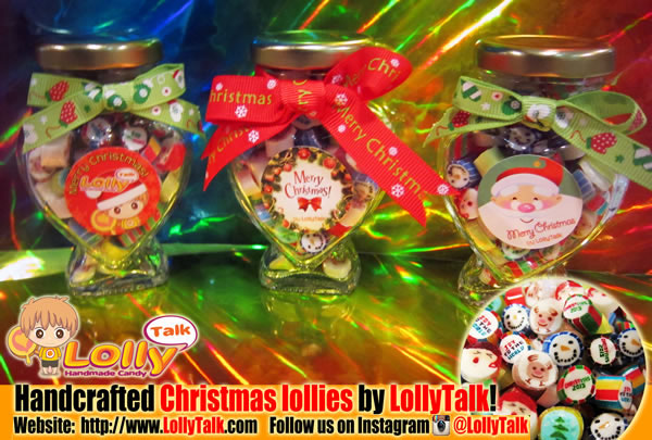 Christmas Lollies in Heart Bottles