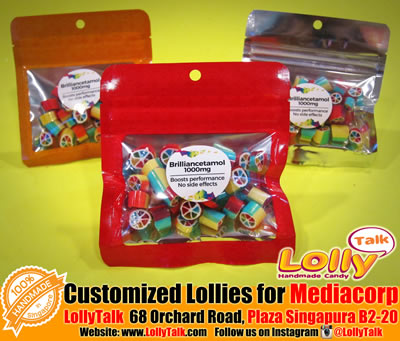 Mediacorp lollies in mini ziplock bags